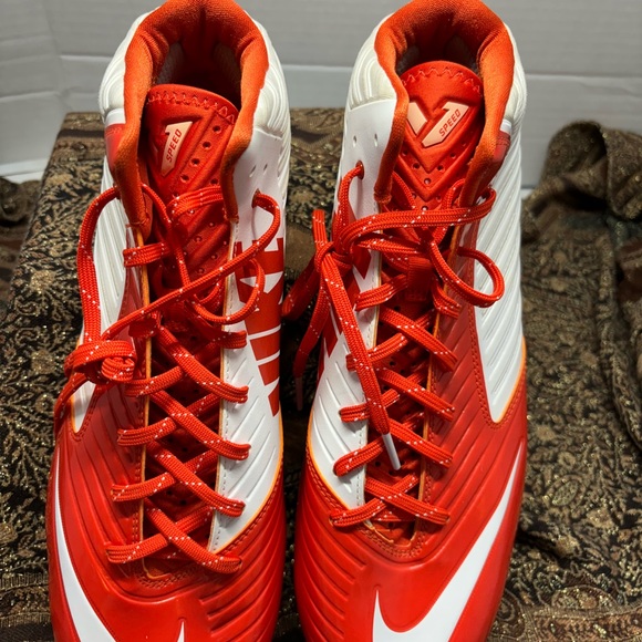 Nike Football Cleats Size 13.5 Mens Orange White Flash Vapor 3/4 TD 645729-118 - Picture 11 of 12